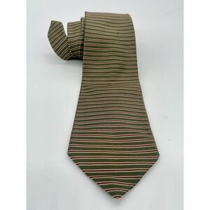 BROOKS BROTHERS Striped Silk‎ Necktie Green Red Tie Mens Preppy Party Career